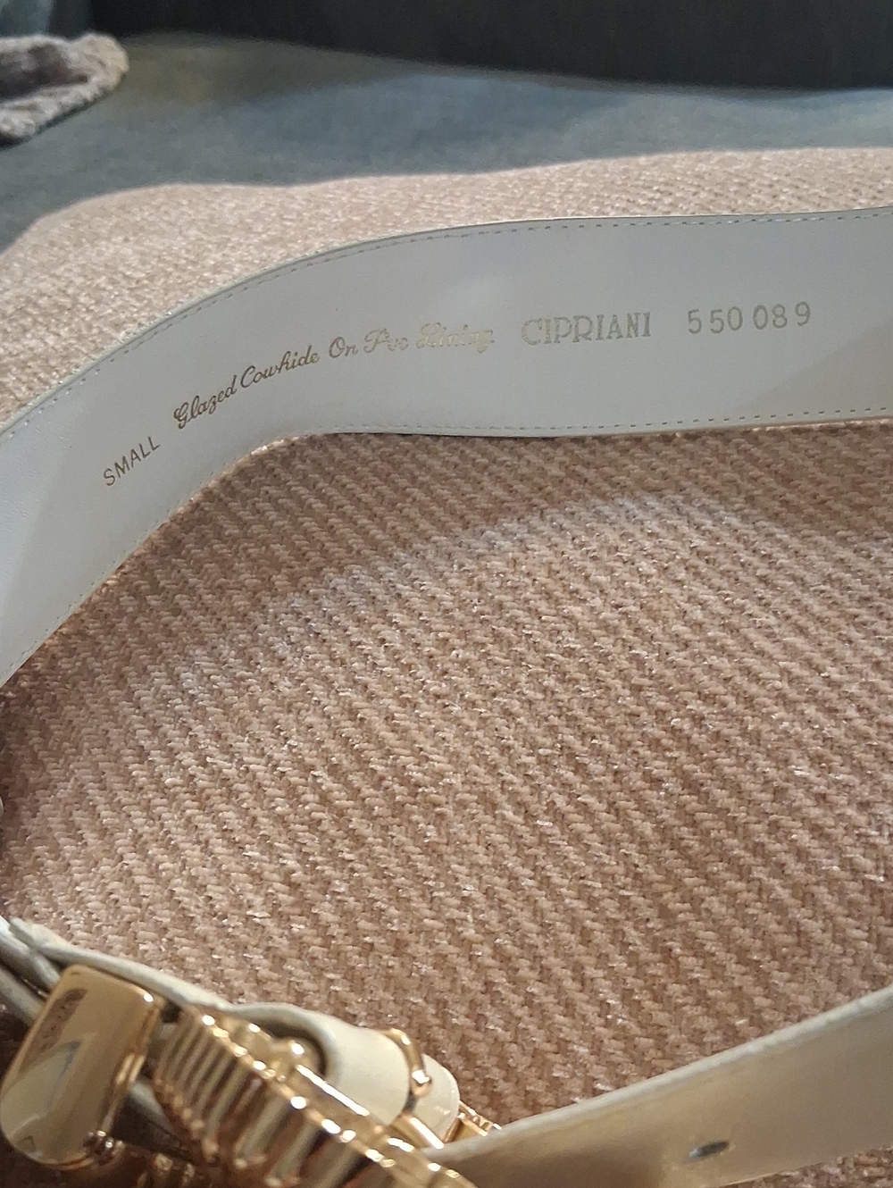 Cream Belt with Sculpted Gold Rope Buckle by Cipriani - Picture 2 of 8